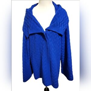JM Collection Blue Shrug with Fold-Over Collar